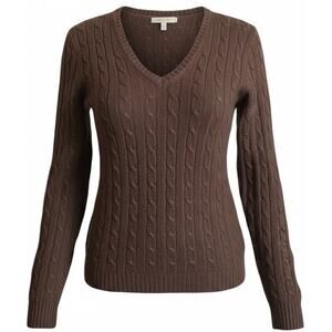 Vtg J Crew Cable Knit Angora Wool Cashmere Sweater Brown Women S Y2K Preppy